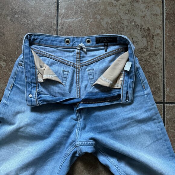 Rag & Bone Ruth Super High Rise Wide Leg Jeans Raw Hem Light Wash Size 25 - Picture 6 of 14